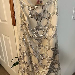 Silver Sequin White Mini Dress